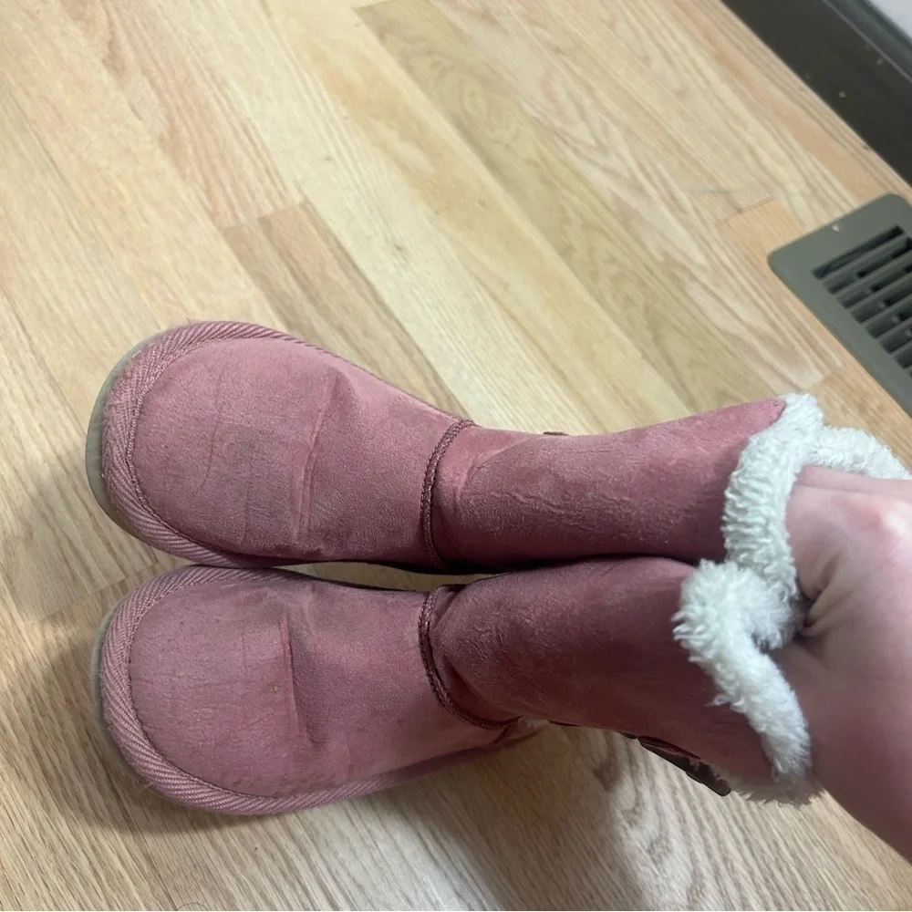 Pink Faux Shearling Lined Boots Sz 11 Pink Kids Girls Ankle Winter Fall